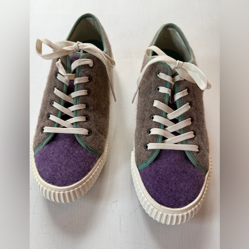 SeaVees Wheeler Sneakers Women Sz 9 Gray Purple Teal Mushroom Felted Wool Shoes